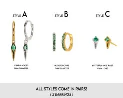 Emerald Spike Hoop Earring Set • Emerald Earrings • Christmas Gifts • Gift For Mom • Gifts For Her • Bridesmaids Gift • Birthday Gift -Jewellery Soldes Boutique il fullxfull.5628058143 gvm8