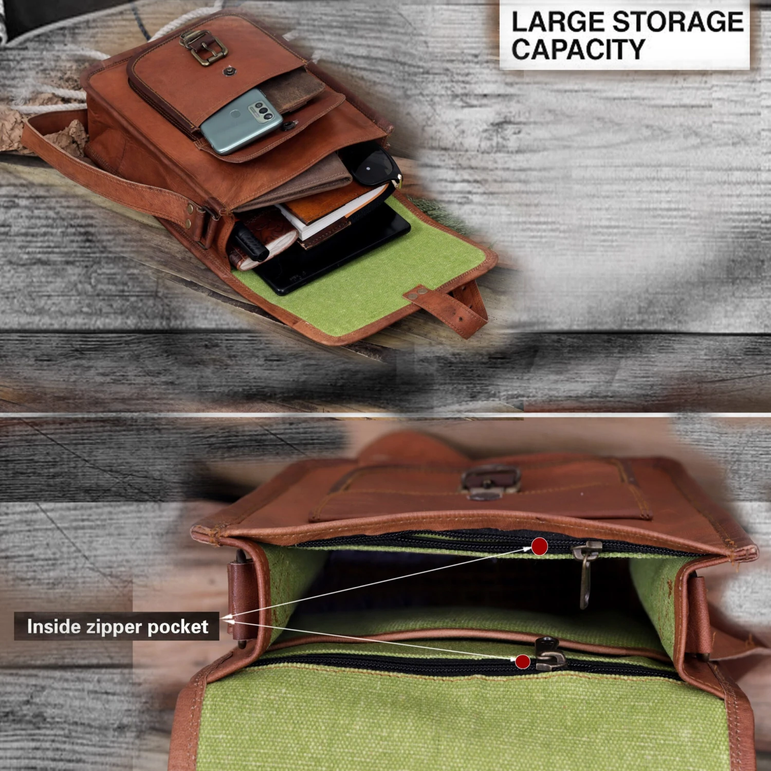 Leather Satchel Crossbody Bag, Men Women Genuine Leather Messenger Shoulder Bag Cross Body Bag I-Pad Bag For Men Christmas Gift Him Her 7 Leather Satchel Crossbody Bag, Men Women Genuine Leather Messenger Shoulder Bag Cross Body Bag I-Pad Bag For Men Christmas Gift Him Her - Image 5