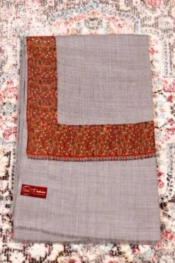 Authentic Pashmina Cashmere Shawl, Handmade Grey Kashmiri Pashmina Silk Shawl, Premium Cashmere Scarfs, Soft & Warm Shawls, Christmas Gift