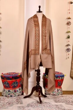 Authentic Pashmina Cashmere Shawl, Handmade Brown Kashmiri Pashmina Silk Shawl, Premium Cashmere Scarfs, Soft & Warm Shawls, Christmas Gift -Jewellery Soldes Boutique il fullxfull.5631705898 4fwu