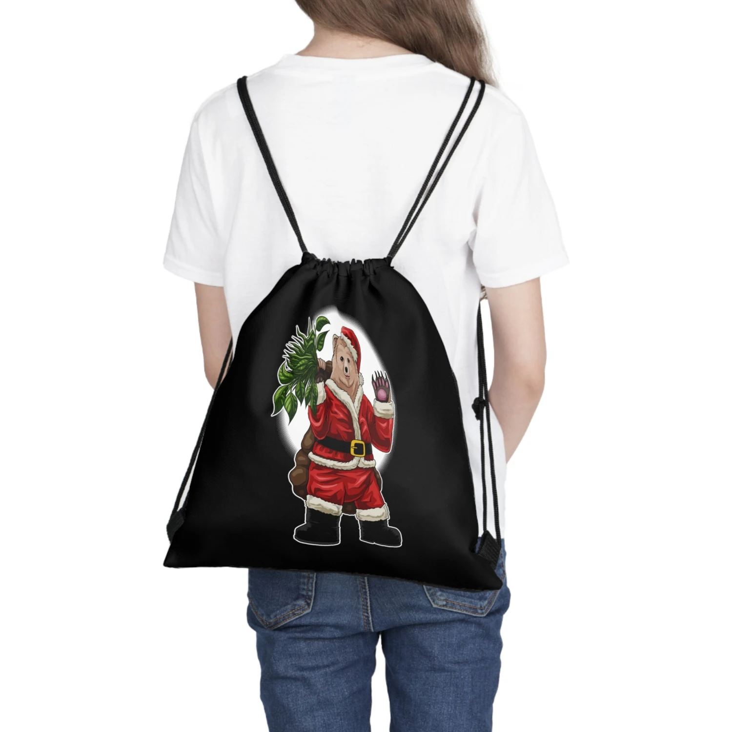 Roary's Christmas Drawstring Bag, Christmas Houseplant Tee, Santa, Elves, Plant Design, Holiday Shirt, Comfortable Xmas Top 6 Roary's Christmas Drawstring Bag, Christmas Houseplant Tee, Santa, Elves, Plant Design, Holiday Shirt, Comfortable Xmas Top - Image 4