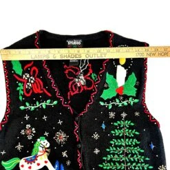 Vintage Studio Ho Ho Ho Ugly Christmas Sweater Vest - Size M -Jewellery Soldes Boutique il fullxfull.5637893529 avcw