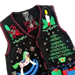 Vintage Studio Ho Ho Ho Ugly Christmas Sweater Vest - Size M -Jewellery Soldes Boutique il fullxfull.5637893585 aqne
