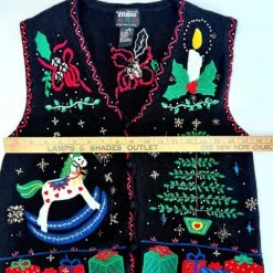 Vintage Studio Ho Ho Ho Ugly Christmas Sweater Vest - Size M -Jewellery Soldes Boutique il fullxfull.5637893743 7umo