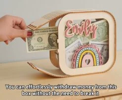 Wooden Piggy Banks, Baby Christmas Gifts, Kids Bank, 4 Year Old Boy Gift, Piggy Bank For Girl, Toddler Gifts, Money Banks E10 -Jewellery Soldes Boutique il fullxfull.5639692913 6m87