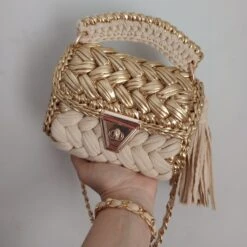 Handmade Crochet Colorful Metallic Knit Bag, Pink Metallic Bag, Gold Metallic Bag,khaki Metallic Bag, Christmas Gift, Colorful Metallic Bag -Jewellery Soldes Boutique il fullxfull.5649266053 qru4