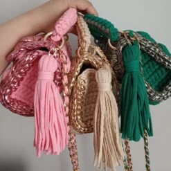 Handmade Crochet Colorful Metallic Knit Bag, Pink Metallic Bag, Gold Metallic Bag,khaki Metallic Bag, Christmas Gift, Colorful Metallic Bag -Jewellery Soldes Boutique il fullxfull.5649268053 ragw