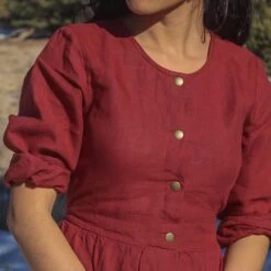 Linen Dress With Snaps, Linen Long Dress With Back Tie, DOWNEY, Christmas Gift For Her -Jewellery Soldes Boutique il fullxfull.5666862093 iblh