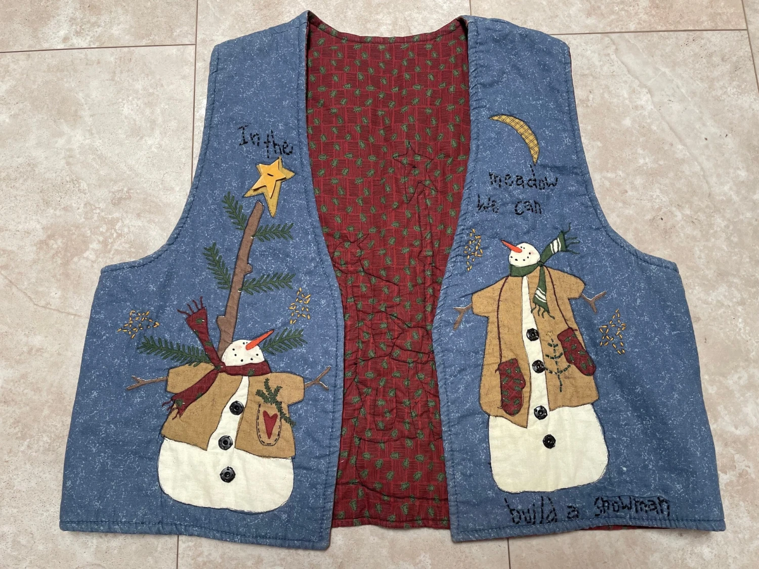 Vintage Christmas Vest Snowman Blue Red Build 90’s Women’s Large Made In USA 4 Vintage Christmas Vest Snowman Blue Red Build 90’s Women’s Large Made In USA - Image 2
