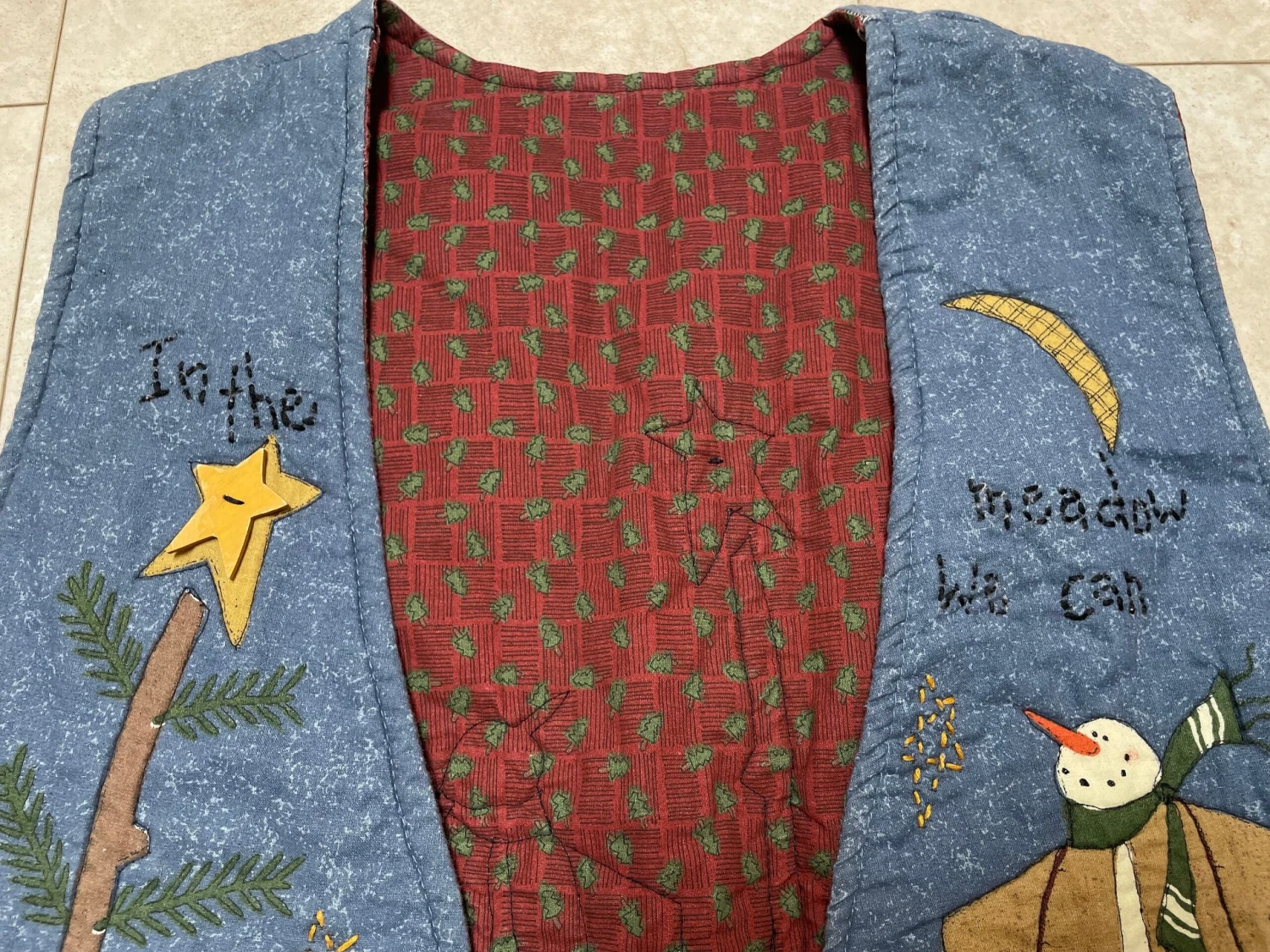 Vintage Christmas Vest Snowman Blue Red Build 90’s Women’s Large Made In USA 6 Vintage Christmas Vest Snowman Blue Red Build 90’s Women’s Large Made In USA - Image 4