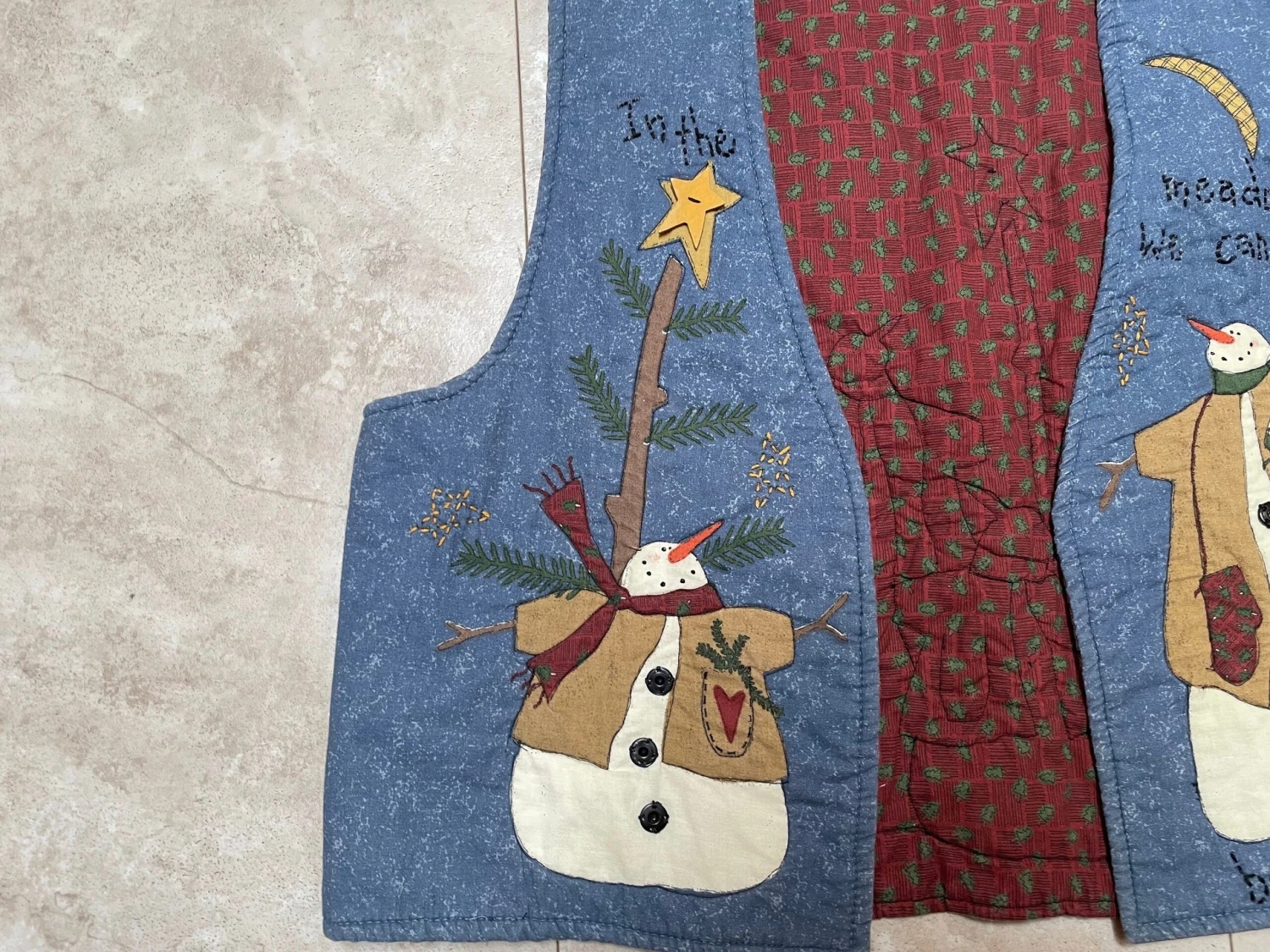 Vintage Christmas Vest Snowman Blue Red Build 90’s Women’s Large Made In USA 7 Vintage Christmas Vest Snowman Blue Red Build 90’s Women’s Large Made In USA - Image 5