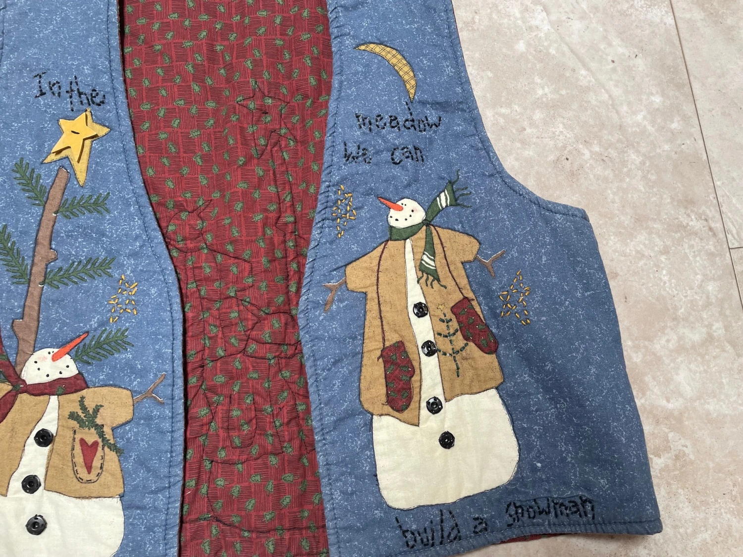 Vintage Christmas Vest Snowman Blue Red Build 90’s Women’s Large Made In USA 8 Vintage Christmas Vest Snowman Blue Red Build 90’s Women’s Large Made In USA - Image 6