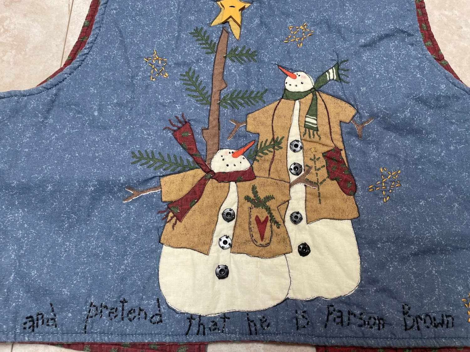 Vintage Christmas Vest Snowman Blue Red Build 90’s Women’s Large Made In USA 10 Vintage Christmas Vest Snowman Blue Red Build 90’s Women’s Large Made In USA - Image 8