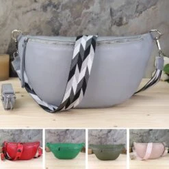 Fanny Pack With Leather Belt And Patterned Belt, Women Shoulder Bag Leather With Extra Strap, Belly Bag, Christmas And Valentine's Day Gift