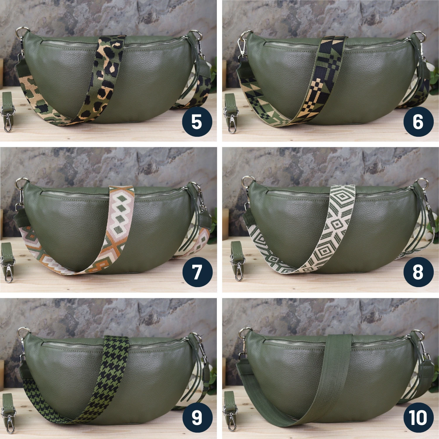 Fanny Pack With Leather Belt And Patterned Belt, Women Shoulder Bag Leather With Extra Strap, Belly Bag, Christmas And Valentine's Day Gift 8 Fanny Pack With Leather Belt And Patterned Belt, Women Shoulder Bag Leather With Extra Strap, Belly Bag, Christmas And Valentine's Day Gift - Image 6