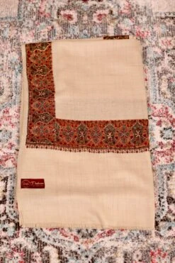 Authentic Pashmina Cashmere Shawl, Handmade Beige Kashmiri Pashmina Silk Shawl, Premium Cashmere Scarfs, Soft & Warm Shawls, Christmas Gift -Jewellery Soldes Boutique il fullxfull.5679747749 s5i0