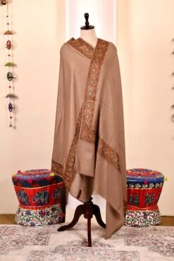 Authentic Pashmina Cashmere Shawl, Handmade Brown Kashmiri Pashmina Silk Shawl, Premium Cashmere Scarfs, Soft & Warm Shawls, Christmas Gift -Jewellery Soldes Boutique il fullxfull.5679773831 bwvn