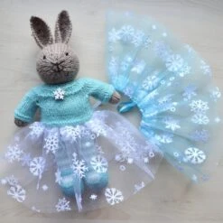 Hand Knit Bunny Cute Knitted Bunny Girl Toy Doll For Girls Cute Rabbit Stuffed Animal Collectible Toy Christmas New Year's Gift Present