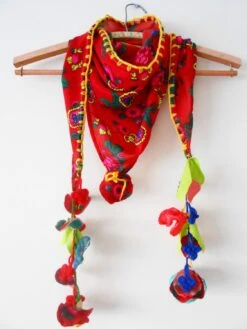 Red Cotton Scarf, Red Triangle Scarf, Turkish Ethnic Fabric, Flowering Accessories, Handmade Fabric, Women Accessories, Women Christmas Gift -Jewellery Soldes Boutique il fullxfull.595344968 bfta