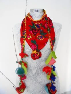 Red Cotton Scarf, Red Triangle Scarf, Turkish Ethnic Fabric, Flowering Accessories, Handmade Fabric, Women Accessories, Women Christmas Gift -Jewellery Soldes Boutique il fullxfull.595446253 ayg1