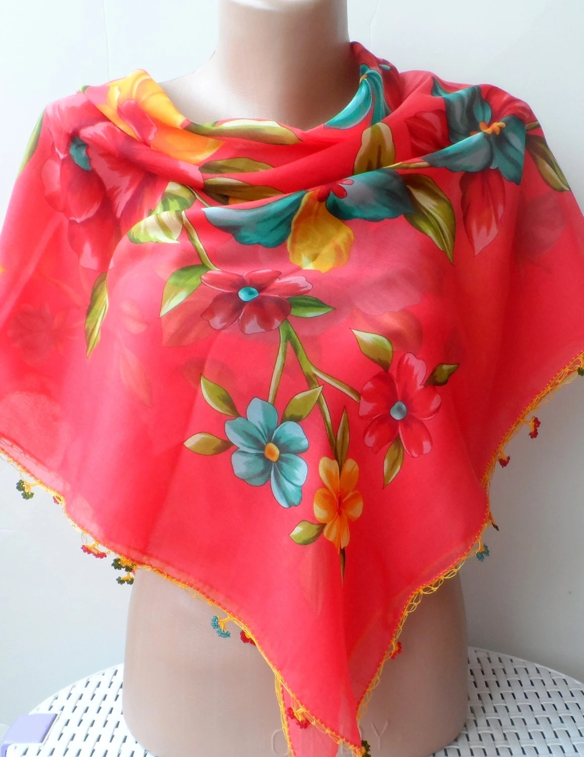 Cotton Summer Square Crochet Scarf Anatolian Traditional Scarf Summer Christmas Gifts Scarfs For Mothers 7 Cotton Summer Square Crochet Scarf Anatolian Traditional Scarf Summer Christmas Gifts Scarfs For Mothers - Image 5