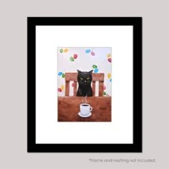 Funny Black Cat Art Print, Cat Lover Christmas Gift, Cute Grumpy Black Cat With Coffee, Whimsical Cat Print Kitchen Wall Décor, Birthday Cat -Jewellery Soldes Boutique il fullxfull.636419714 uwo5