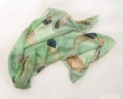Hand Painted Silk Scarf Apple Green Feathers | Unique Handmade Gift For Woman | Birthday Gift For Her KD21 | Christmas Gift Woman | Birds -Jewellery Soldes Boutique il fullxfull.655065059 po27