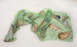 Hand Painted Silk Scarf Apple Green Feathers | Unique Handmade Gift For Woman | Birthday Gift For Her KD21 | Christmas Gift Woman | Birds -Jewellery Soldes Boutique il fullxfull.655065065 cd2s