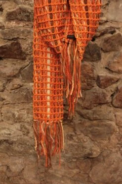 Knit Cotton Scarf, Orange Scarf, Large Cotton Scarf, Crochet Knited, Orange Summer Scarf, Crochet Scarf, Orange Knit Scarf, Christmas Gift -Jewellery Soldes Boutique il fullxfull.667032862 horx