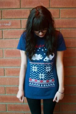 Women's Santa Dinosaur Christmas Sweater Shirt -- S M L XL