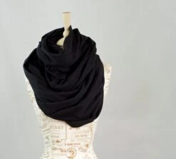 Black Chunky Infinity Scarf, Oversized Scarf Chunky Scarf, Hooded Scarf Black Scarf Winter Big Extra Large Black Christmas Gift Ideas Women