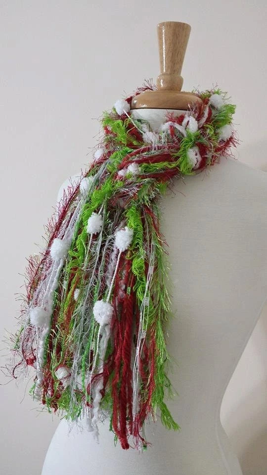 BEST SELLER Christmas Scarf, The Grinchie, Necklace Scarf, Knotted Scarf, Fringe Scarf, Lime And Red Scarf, Scarf For Christmas Party 6 BEST SELLER Christmas Scarf, The Grinchie, Necklace Scarf, Knotted Scarf, Fringe Scarf, Lime And Red Scarf, Scarf For Christmas Party - Image 4