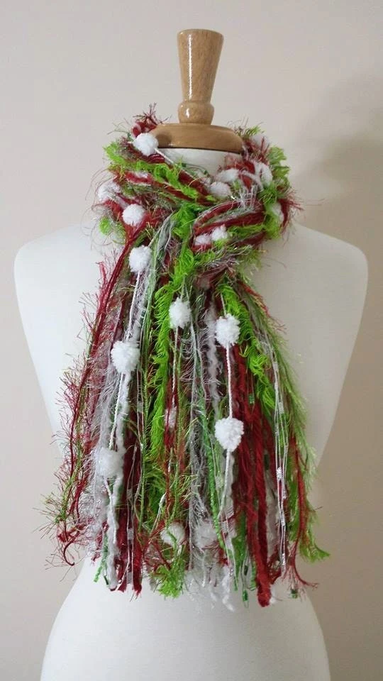 BEST SELLER Christmas Scarf, The Grinchie, Necklace Scarf, Knotted Scarf, Fringe Scarf, Lime And Red Scarf, Scarf For Christmas Party 7 BEST SELLER Christmas Scarf, The Grinchie, Necklace Scarf, Knotted Scarf, Fringe Scarf, Lime And Red Scarf, Scarf For Christmas Party - Image 5