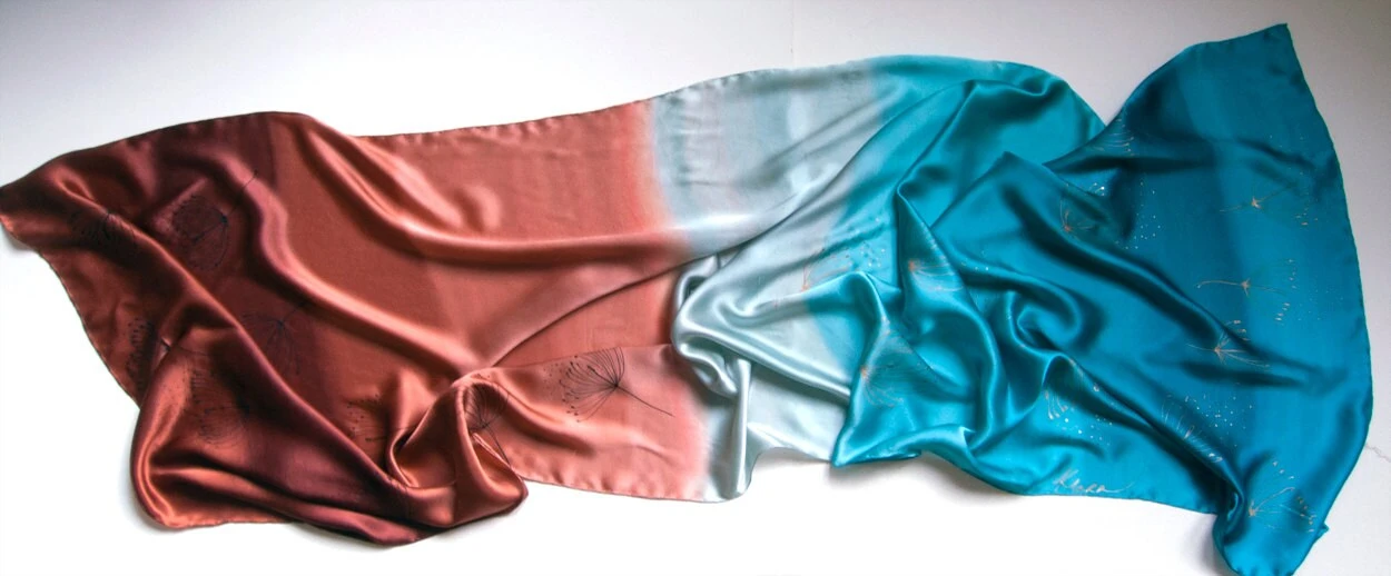 Silk Satin Shawl- Marsala Morn, Hand Painted Scarf, Bridal Wrap, Christmas Gifts For Mom 5 Silk Satin Shawl- Marsala Morn, Hand Painted Scarf, Bridal Wrap, Christmas Gifts For Mom - Image 3