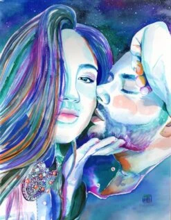 Personalized Boyfriend Christmas Gift, Custom Watercolor Couples Portrait, Husband Gift, Unique Gifts For Men, Xmas Present From Girlfriend