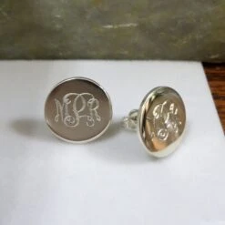 Monogrammed Earrings- Personalized- Bridesmaid- Studs- Stering Silver- Birthday- Christmas- Gifts For Her- Wedding -Anniversary- Mothers Day
