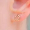 Christmas Sale - Tiny Stud Earrings, Gold Studs, Tiny Studs, Spiral Studs, Dainty Studs, Spiral Earrings, Delicate Earrings, Gold Earrings,