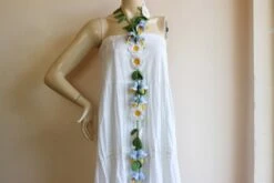 Bell Crochet Scarf- Flower Lariat Necklace Scarf- Ladybug Scarf- Jewelry Scarf-Blue Bell And White Daisy Scarf-christmas Gift -Jewellery Soldes Boutique il fullxfull.802614471 a2g0