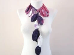 Batik Color, Lariat Leaf Jewellery, Crochet Scarf, Lariat Scarves, Crocheted Flower Necklace, Floral Accessories, Christmas Gift