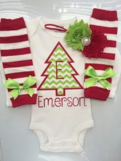 Baby Girl Christmas Outfit- Preemie Newborn And 3 Months- Newborn Leg Warmers - Personalized Christmas Outfit - Preemie Christmas