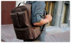 Waxed Leather Backpack/Coffee Brown Leather Backpack Men /Laptop Backpack For Men/Christmas Gift For Him/ Made In USA / FREE Personalization