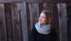 Grey Knit Infinity Scarf. Winter Knit Scarf. Knitted Scarf. Knit Accessories. Knitted Grey Scarf. Winter Scarf. Christmas Gift For Her