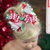 Spikey Christmas Chevron Large Girls Hair Bow, Little Girls Christmas Bow, Christmas Chevron Baby Headband-Optional Headband With Bow Clip -Jewellery Soldes Boutique il fullxfull.840317519 d5bx