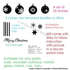 Christmas Tree Baubles Wall Sticker, Snowflake Wall Decals, Merry Christmas Decorations, Xmas Shop Window Décor D1 -Jewellery Soldes Boutique il fullxfull.842623278 mnej
