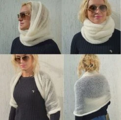 White Mohair Scarf Infinity Scarf Ivory Wool Shawl Mohair Xmas Scarf Lace Knitted Shawls Circle Scarves White Knit Christmas Scarf Infinity -Jewellery Soldes Boutique il fullxfull.849635686 lf03