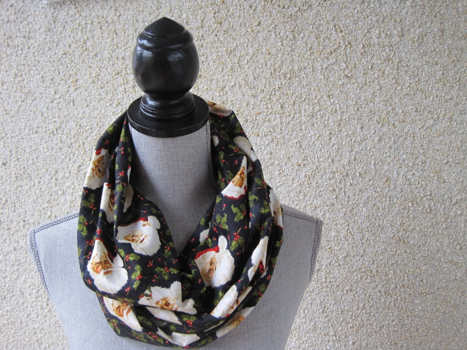 Christmas Infinity Scarf, Secret Santa Scarf, Santa Scarf, Holiday Infinity Scarf, Vintage Santa Scarf, Cotton Circle Scarf, Holiday Scarf 3 Christmas Infinity Scarf, Secret Santa Scarf, Santa Scarf, Holiday Infinity Scarf, Vintage Santa Scarf, Cotton Circle Scarf, Holiday Scarf