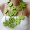 Flower Lariats In Green Long Neck Scarf Crochet Flower Scarf Green Lariat Summer Neckscarf Crochet Jewelry Braidsmaid Gifts Christmas Lariat