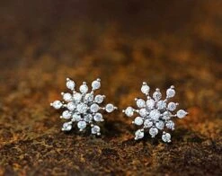 Silver Snowflake Stud Earrings Dainty CZ Winter Earrings 925 Sterling Silver Post Gift For Christmas, Sweet Girl, Mom, Bridesmaid (E082) -Jewellery Soldes Boutique il fullxfull.856451678 k9ll