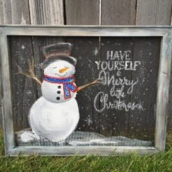 Snowman ,have Yourself A Merry Little Christmas,window Screen, Outdoor Art, Sign , Winter Art