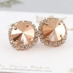 Rose Gold Earrings, Rose Gold Swarovski Earrings, Rose Gold Big Bridal Studs, Gift For Her, Christmas Gift, Bridal Rose Gold Earrings 8 Rose Gold Earrings, Rose Gold Swarovski Earrings, Rose Gold Big Bridal Studs, Gift For Her, Christmas Gift, Bridal Rose Gold Earrings -Jewellery Soldes Boutique il fullxfull.860433204 srjr